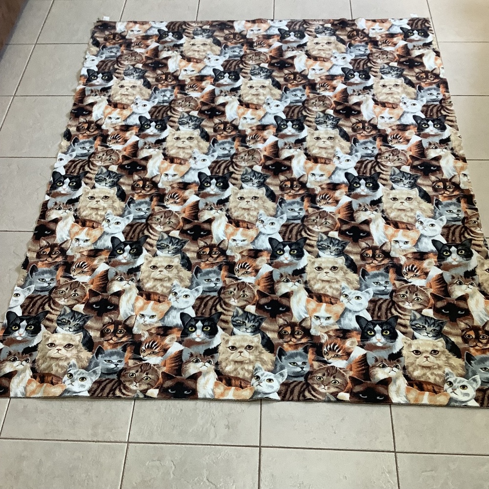 Cat‎ Print Bed Blanket OWEN Vintage USA Kitten Throw Retro 70 x 84